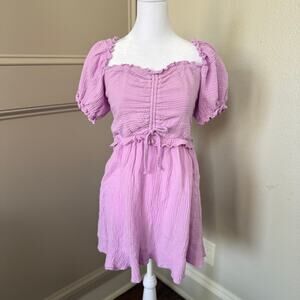 Show Me Your Mumu Sophie Mini Dress Bright Lilac Size S Cotton Gauze